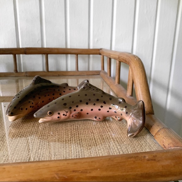 Vintage Other - Trout Fish Ceramic Salt & Pepper Shakers